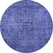 Round Persian Blue Traditional Rug, tr4181blu