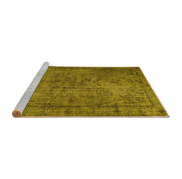 Sideview of Machine Washable Persian Yellow Traditional Rug, wshtr4181yw