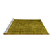 Sideview of Machine Washable Persian Yellow Traditional Rug, wshtr4181yw