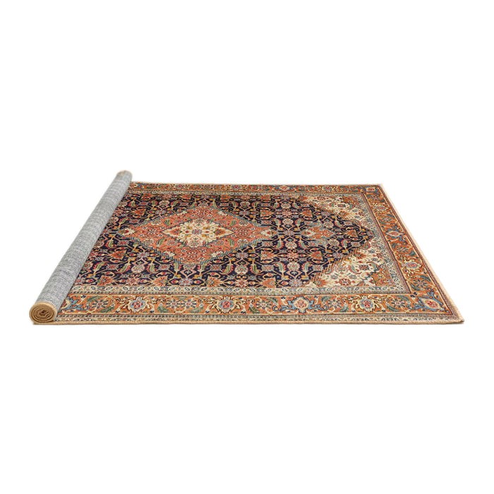 Sideview of Machine Washable Traditional Brown Red Rug, wshtr4182