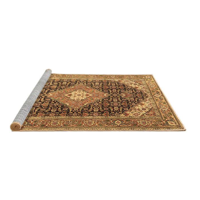 Sideview of Machine Washable Medallion Brown Traditional Rug, wshtr4182brn