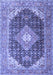 Machine Washable Medallion Blue Traditional Rug, wshtr4182blu