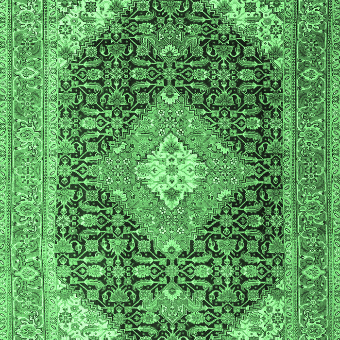 Machine Washable Medallion Emerald Green Traditional Area Rugs, wshtr4182emgrn