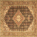 Square Machine Washable Medallion Brown Traditional Rug, wshtr4182brn