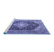 Sideview of Machine Washable Medallion Blue Traditional Rug, wshtr4182blu