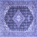 Square Medallion Blue Traditional Rug, tr4182blu