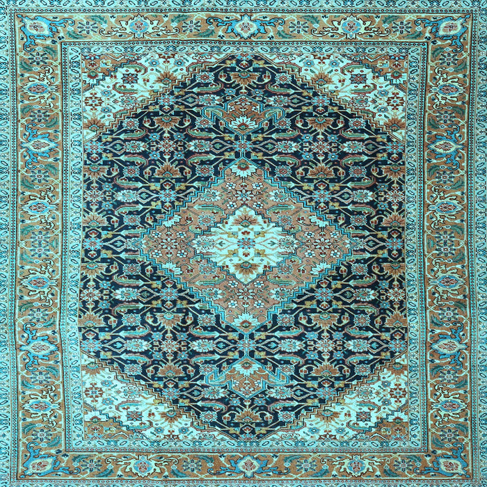 Square Medallion Light Blue Traditional Rug, tr4182lblu