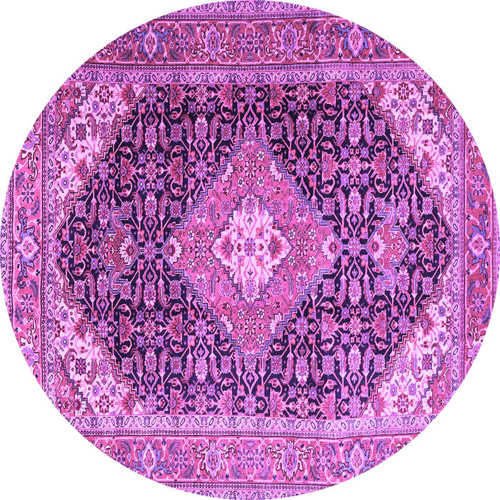 Round Medallion Purple Traditional Rug, tr4182pur