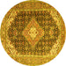 Round Medallion Yellow Traditional Rug, tr4182yw