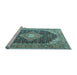 Sideview of Machine Washable Medallion Light Blue Traditional Rug, wshtr4182lblu