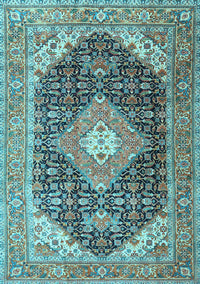 Medallion Light Blue Traditional Rug, tr4182lblu