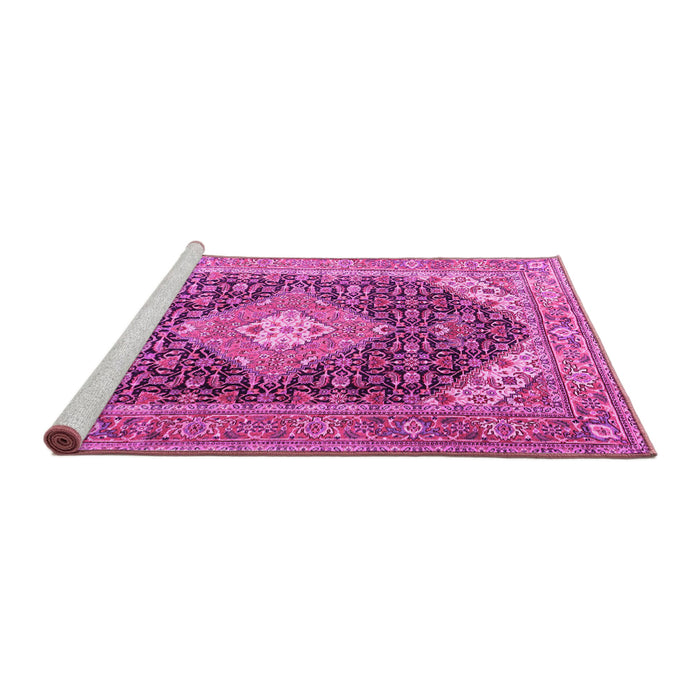 Sideview of Machine Washable Medallion Pink Traditional Rug, wshtr4182pnk