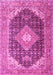 Machine Washable Medallion Pink Traditional Rug, wshtr4182pnk