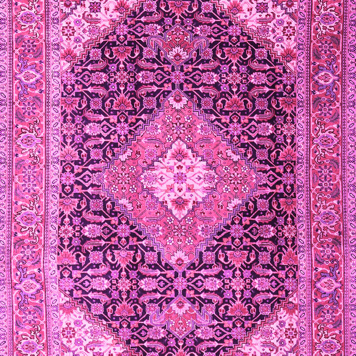 Machine Washable Medallion Pink Traditional Rug, wshtr4182pnk