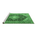 Sideview of Machine Washable Medallion Emerald Green Traditional Area Rugs, wshtr4182emgrn