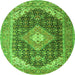 Square Medallion Green Traditional Rug, tr4182grn