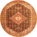 Machine Washable Medallion Orange Traditional Area Rugs, wshtr4182org