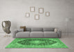 Machine Washable Medallion Emerald Green Traditional Area Rugs in a Living Room,, wshtr4182emgrn