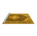 Sideview of Machine Washable Medallion Yellow Traditional Rug, wshtr4182yw