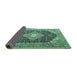 Sideview of Medallion Turquoise Traditional Rug, tr4182turq