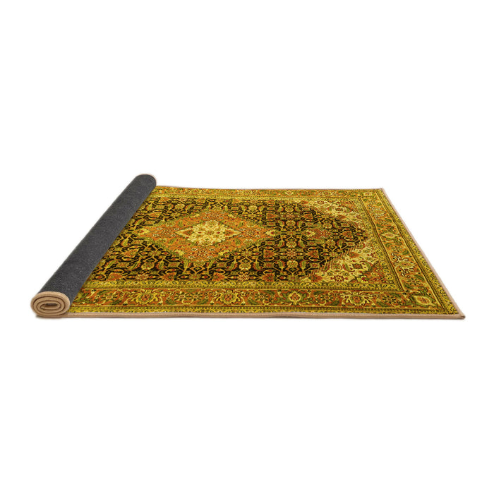 Sideview of Medallion Yellow Traditional Rug, tr4182yw