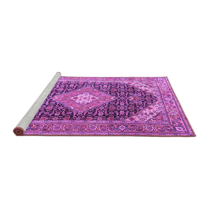 Sideview of Machine Washable Medallion Purple Traditional Area Rugs, wshtr4182pur