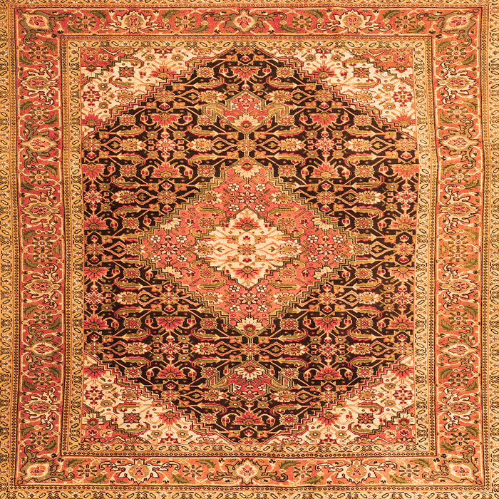 Serging Thickness of Medallion Orange Traditional Rug, tr4182org