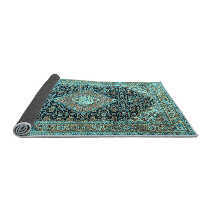 Sideview of Medallion Light Blue Traditional Rug, tr4182lblu