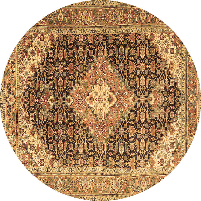 Round Medallion Brown Traditional Rug, tr4182brn