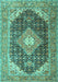 Machine Washable Medallion Turquoise Traditional Area Rugs, wshtr4182turq