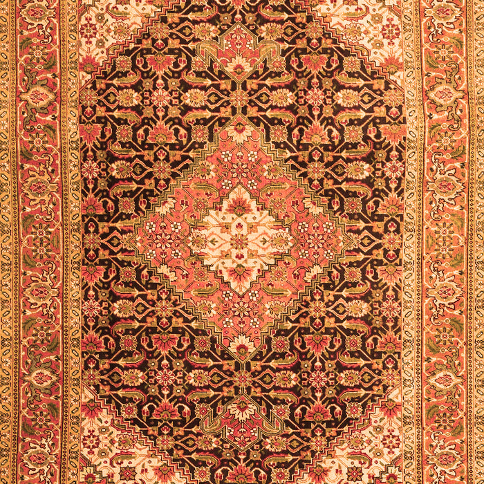 Serging Thickness of Machine Washable Medallion Orange Traditional Area Rugs, wshtr4182org