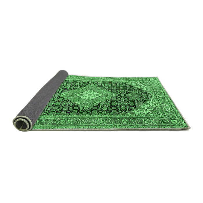 Sideview of Medallion Emerald Green Traditional Rug, tr4182emgrn