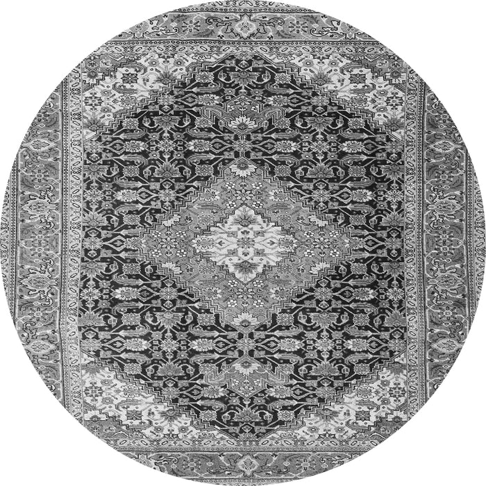 Machine Washable Medallion Gray Traditional Rug, wshtr4182gry