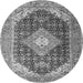 Machine Washable Medallion Gray Traditional Rug, wshtr4182gry