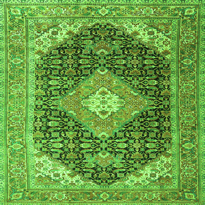 Round Machine Washable Medallion Green Traditional Area Rugs, wshtr4182grn