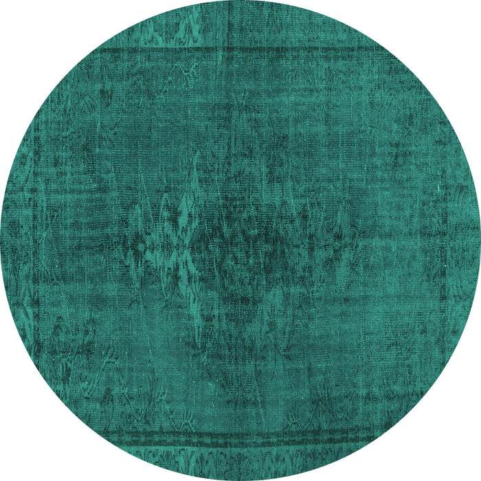 Round Persian Turquoise Traditional Rug, tr4183turq