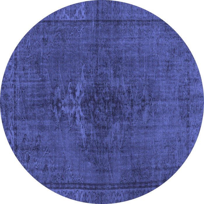 Round Machine Washable Persian Blue Traditional Rug, wshtr4183blu