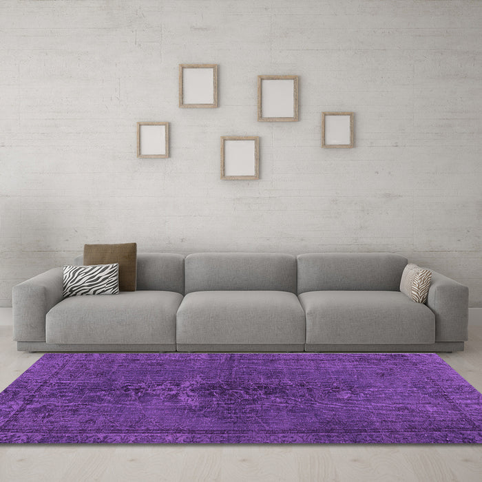 Machine Washable Persian Purple Traditional Area Rugs in a Living Room, wshtr4183pur