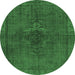 Round Persian Emerald Green Traditional Rug, tr4183emgrn