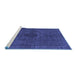 Sideview of Machine Washable Persian Blue Traditional Rug, wshtr4183blu