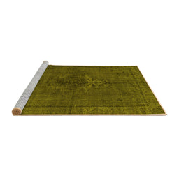 Sideview of Machine Washable Persian Yellow Traditional Rug, wshtr4183yw