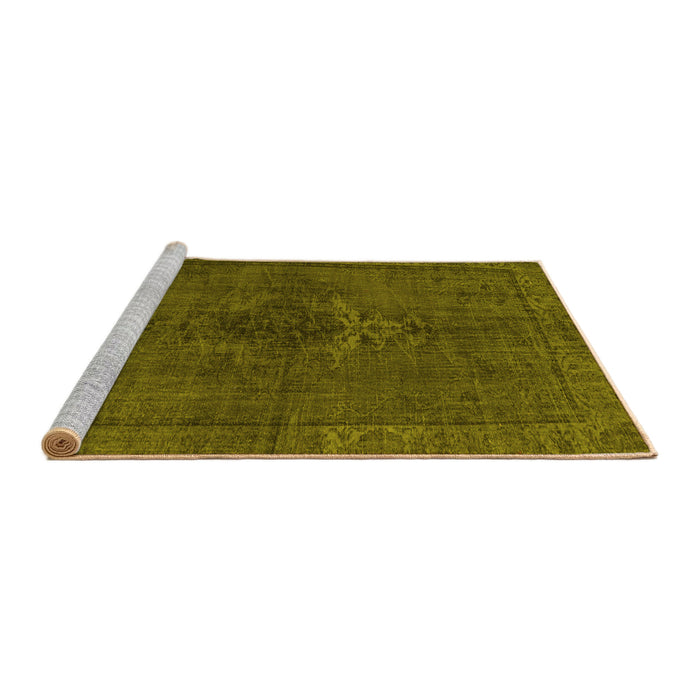 Sideview of Machine Washable Persian Yellow Traditional Rug, wshtr4183yw