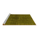 Sideview of Machine Washable Persian Yellow Traditional Rug, wshtr4183yw