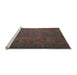 Sideview of Machine Washable Traditional Dark Brown Rug, wshtr4184