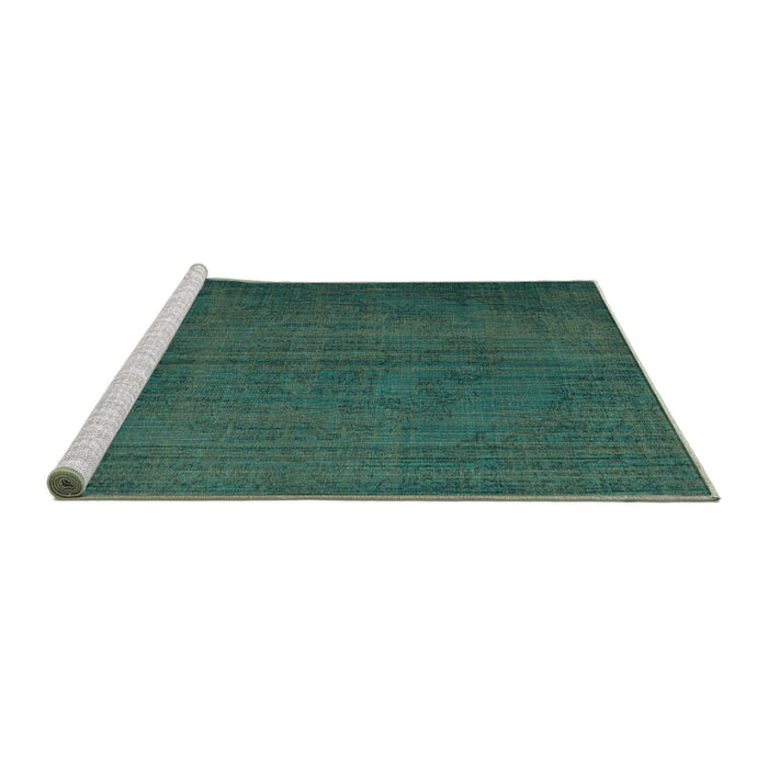 Sideview of Machine Washable Persian Turquoise Bohemian Area Rugs, wshtr4184turq