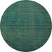 Round Machine Washable Persian Turquoise Bohemian Area Rugs, wshtr4184turq