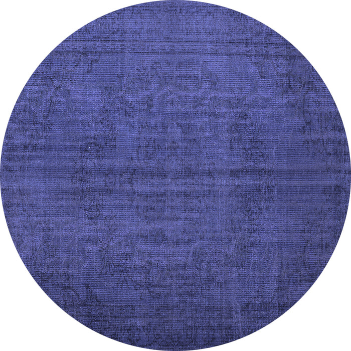 Round Machine Washable Persian Blue Bohemian Rug, wshtr4184blu