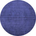 Round Machine Washable Persian Blue Bohemian Rug, wshtr4184blu