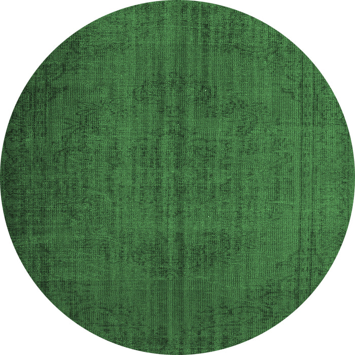 Round Machine Washable Persian Emerald Green Bohemian Area Rugs, wshtr4184emgrn