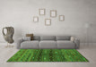 Machine Washable Southwestern Green Country Area Rugs in a Living Room,, wshtr4185grn